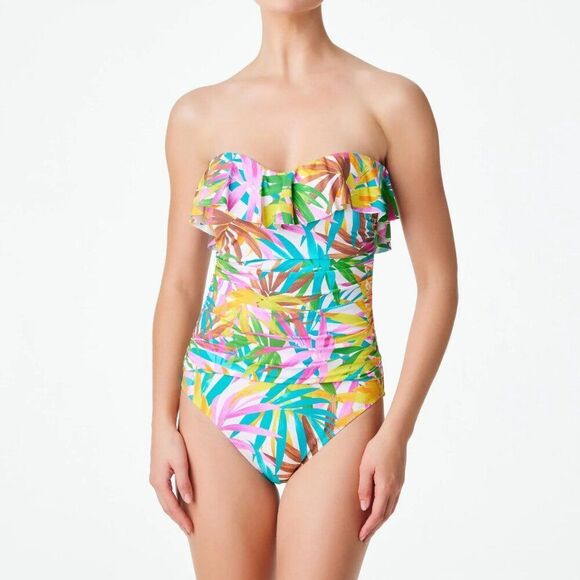 Bleu Rod Beattie Women's Fantasy Island floral Bandeau One Piece Swimsuit Size 8 - Picture 3 of 12